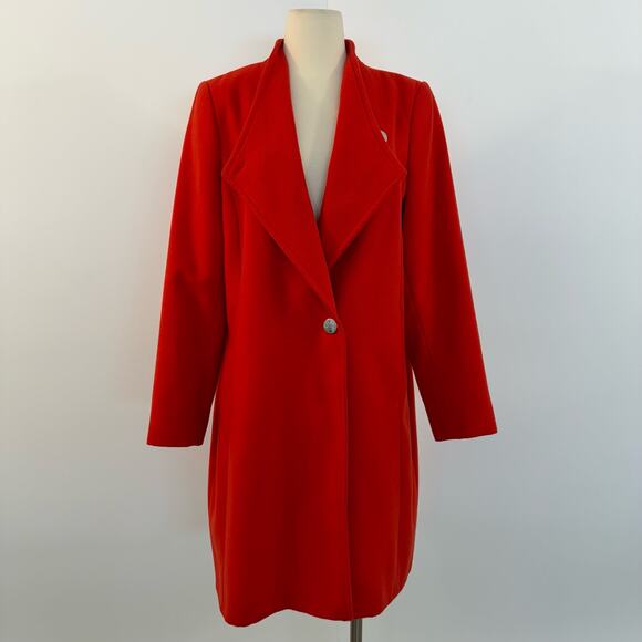 Marks and Spencer Duster Coat Chili Red Long Sleeves Button Closure | Size US14 - Picture 2 of 13